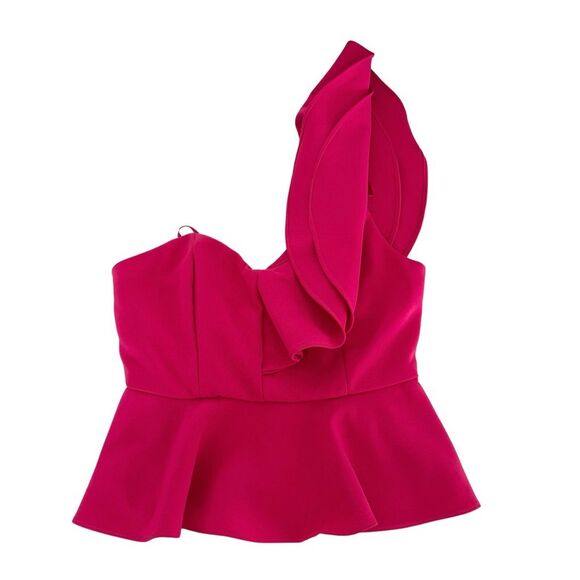 DO+BE NWT Ruffle Shoulder Pink Peplum Top Size S - Picture 5 of 8